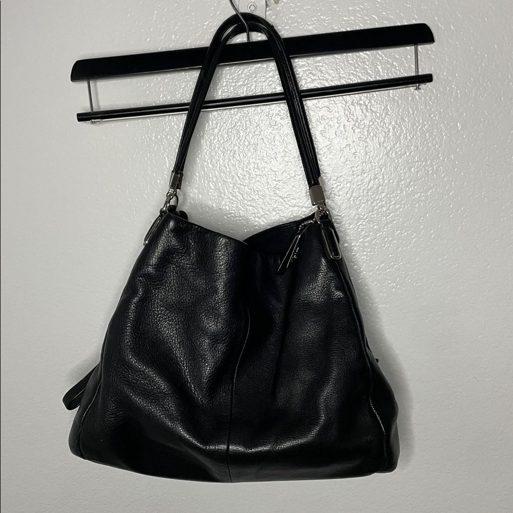 Coach Madison Phoebe Black Leather Shoulder Bag Purse Tote Handbag